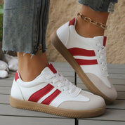 Taylor Wright | White & Red Striped Fashion Sneakers For Women