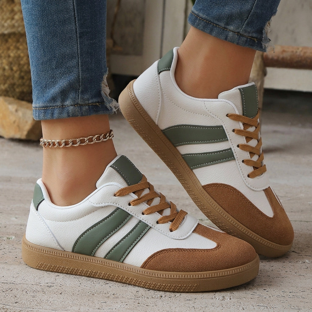Taylor Wright | White & Red Striped Fashion Sneakers For Women