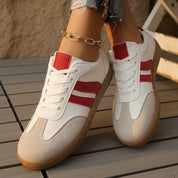 Taylor Wright | White & Red Striped Fashion Sneakers For Women