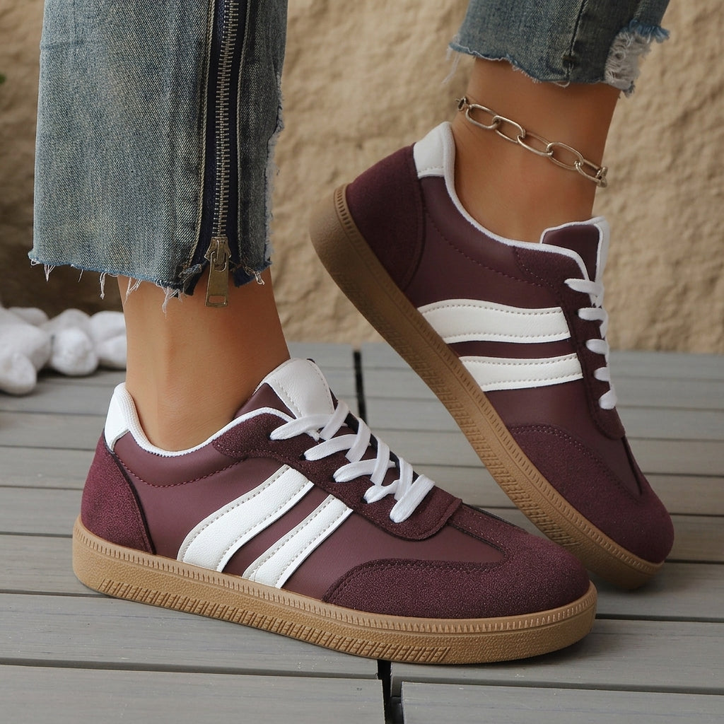 Taylor Wright | White & Red Striped Fashion Sneakers For Women
