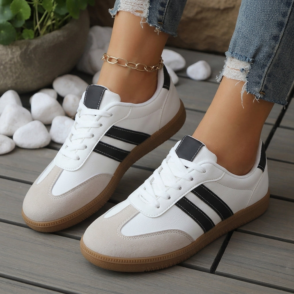 Taylor Wright | White & Red Striped Fashion Sneakers For Women