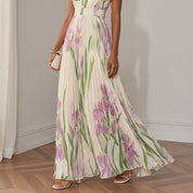 Léonie Fairvale | Floral Pleated Maxi Dress For Women