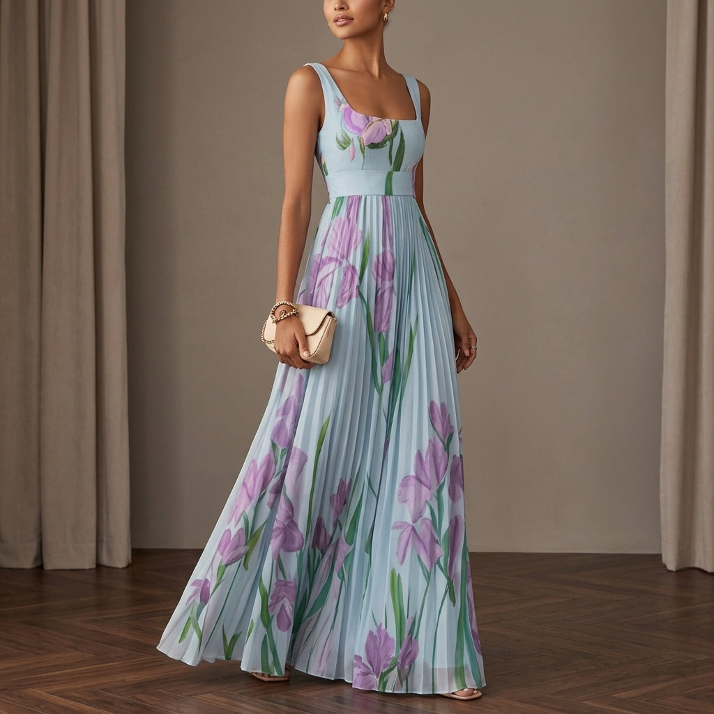 Léonie Fairvale | Floral Pleated Maxi Dress For Women