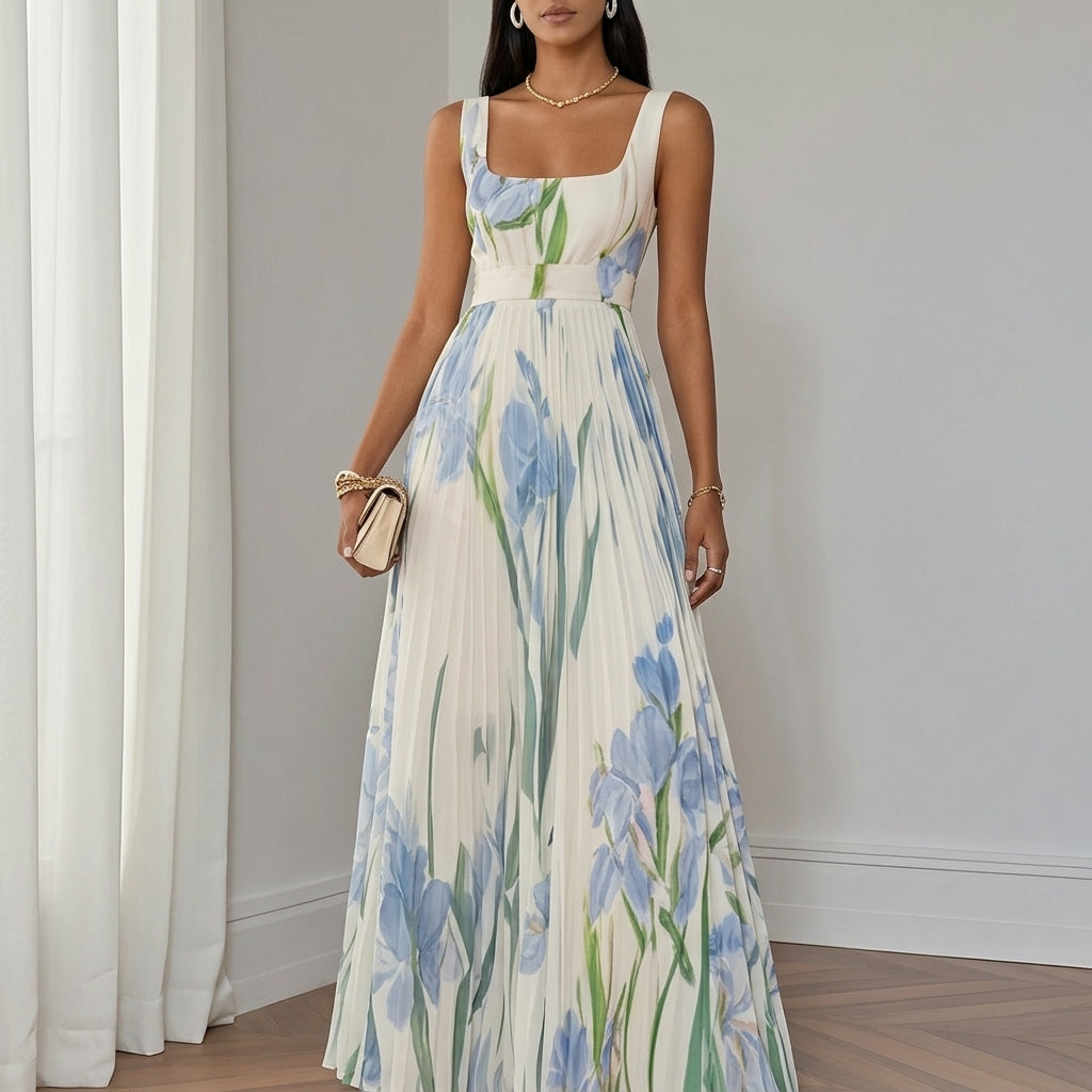 Léonie Fairvale | Floral Pleated Maxi Dress For Women