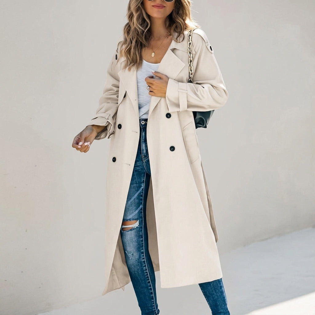 Alexandra Fonterre | Classic Double-Breasted Trench Coat For Women