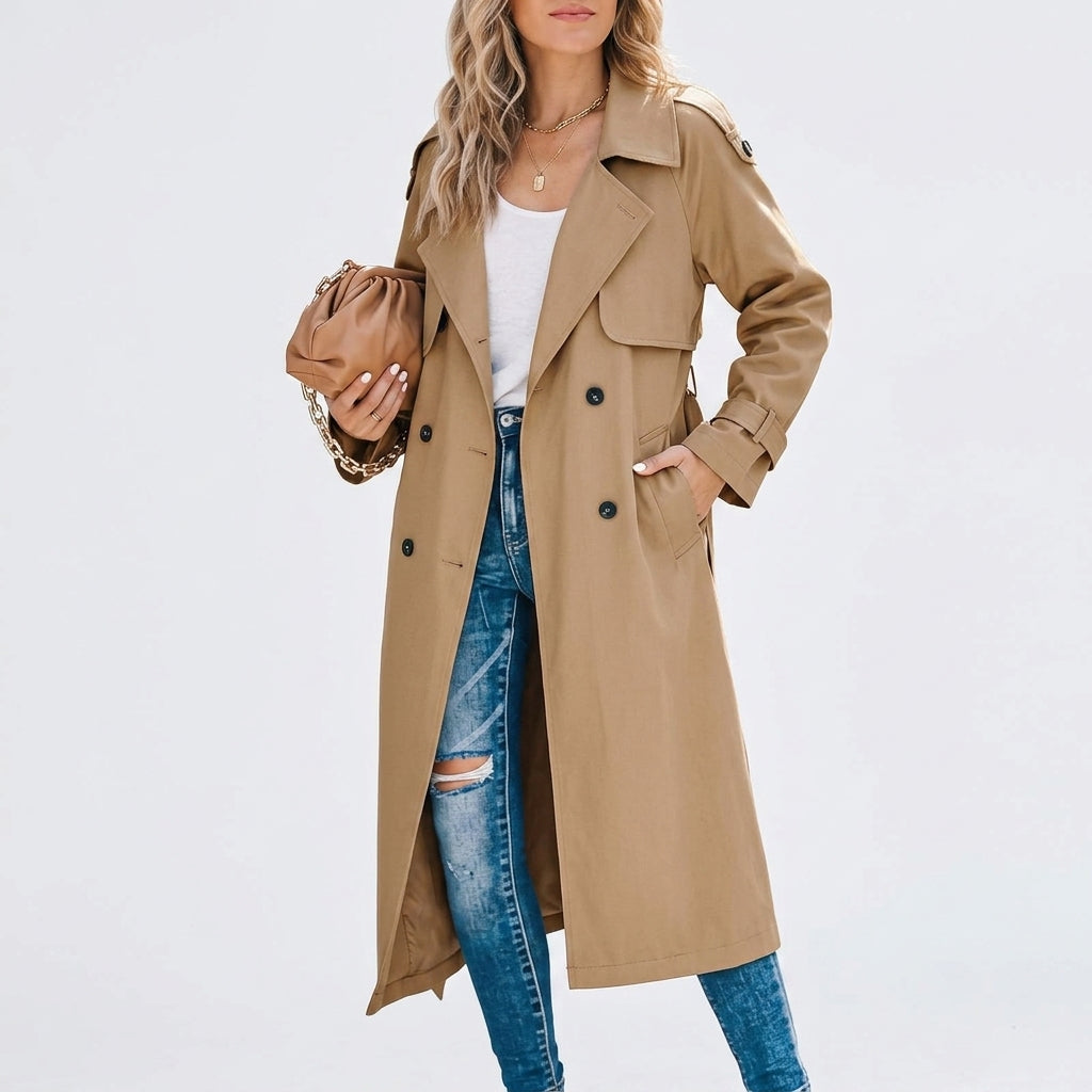 Alexandra Fonterre | Classic Double-Breasted Trench Coat For Women