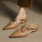 Rosette Cavallini | Red Leather Pointed-Toe Mule Flats For Women