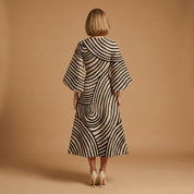 Valentina Corso | Geometric Print Cape-Sleeve Midi Dress For Women