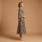 Valentina Corso | Geometric Print Cape-Sleeve Midi Dress For Women