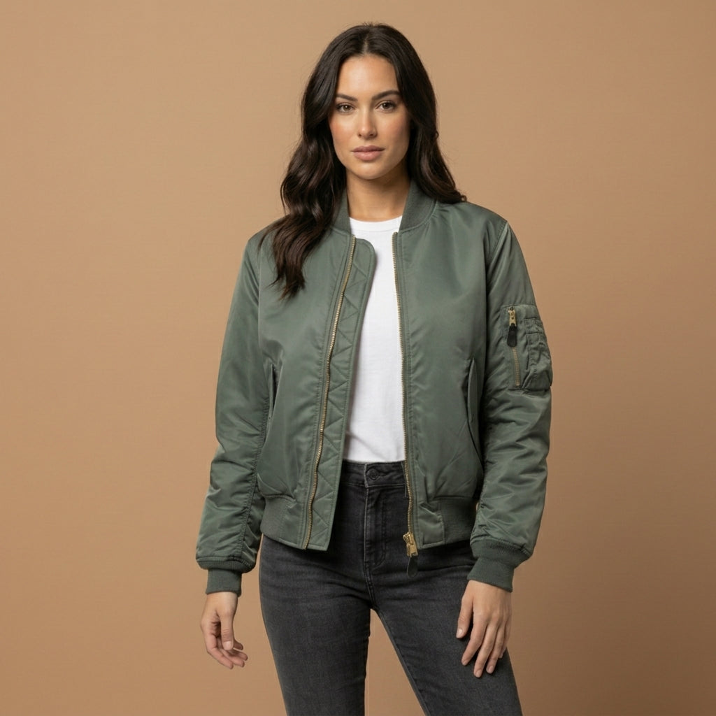 Harriet Wycliffe | Olive Green Bomber Jacket For Women
