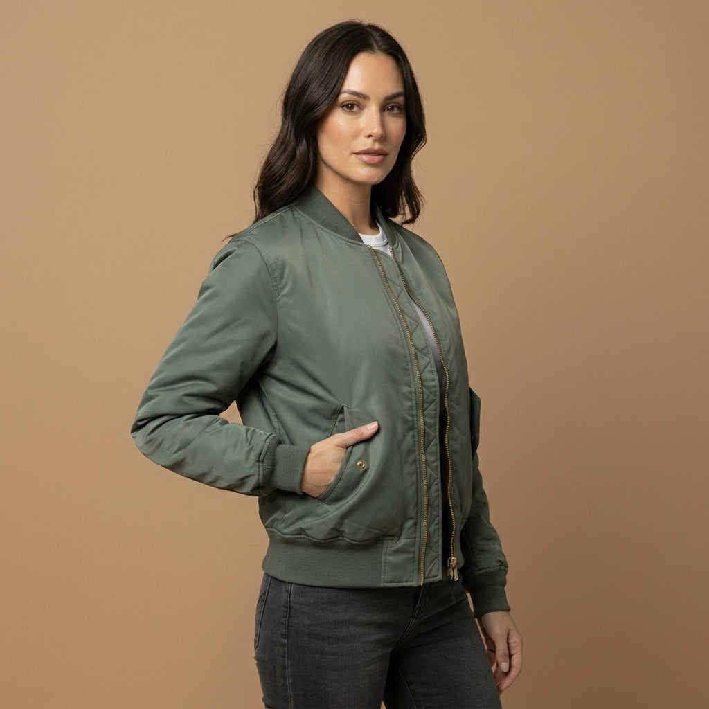 Harriet Wycliffe | Olive Green Bomber Jacket For Women