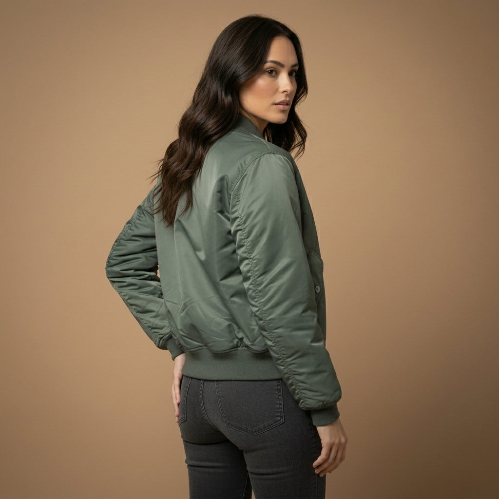 Harriet Wycliffe | Olive Green Bomber Jacket For Women