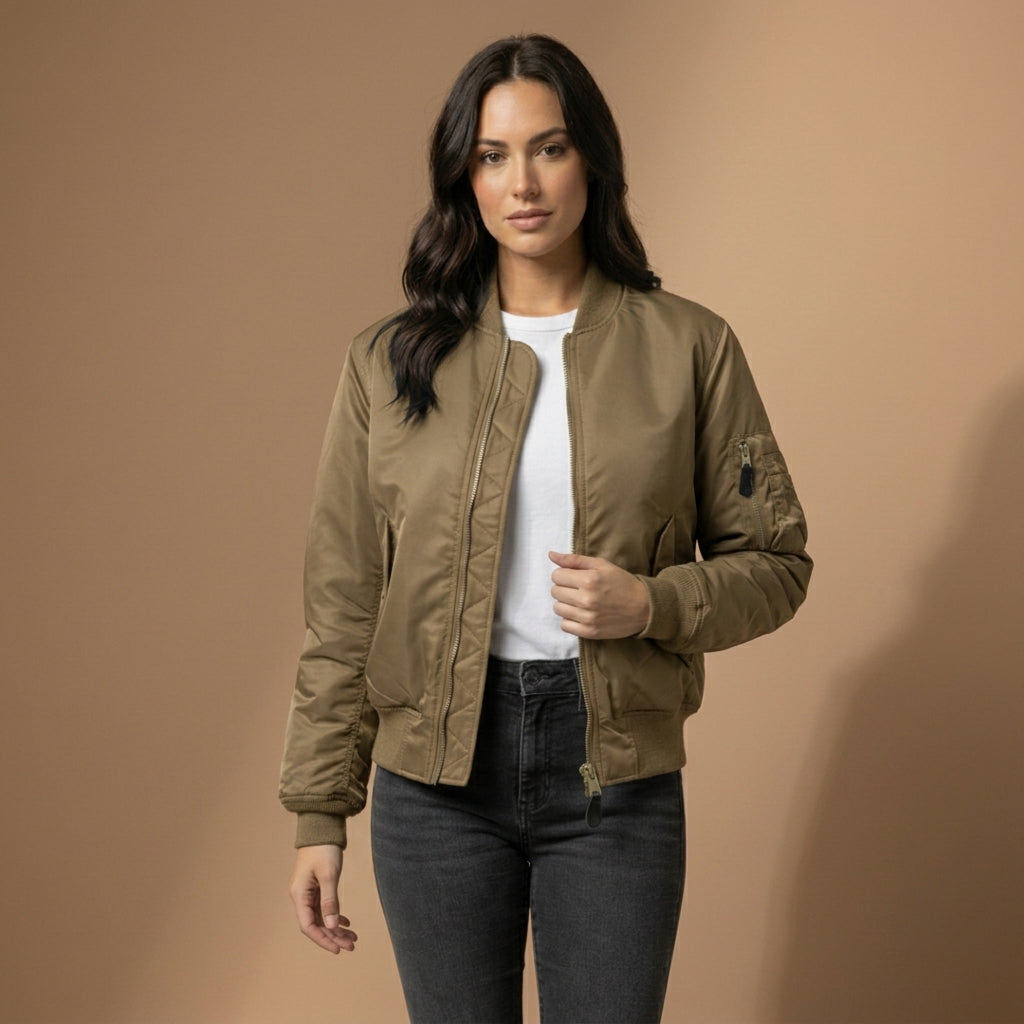 Harriet Wycliffe | Olive Green Bomber Jacket For Women