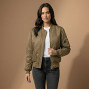 Harriet Wycliffe | Olive Green Bomber Jacket For Women