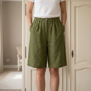 Celeste Riviera | High-Waist Linen Bermuda Shorts For Women
