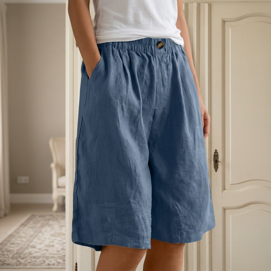 Celeste Riviera | High-Waist Linen Bermuda Shorts For Women