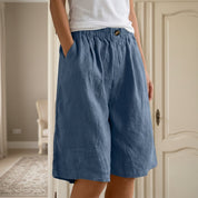 Celeste Riviera | High-Waist Linen Bermuda Shorts For Women