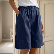 Celeste Riviera | High-Waist Linen Bermuda Shorts For Women