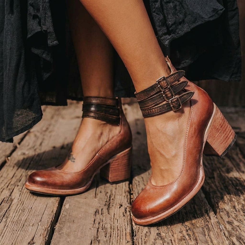 Rosalba Trentmore | Venezia Buckle Block Heel Sandals For Women