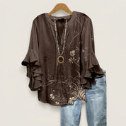 Elara Thistlewood | Floral Ruffle Blouse For Women