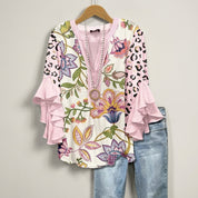Elara Thistlewood | Floral Ruffle Blouse For Women