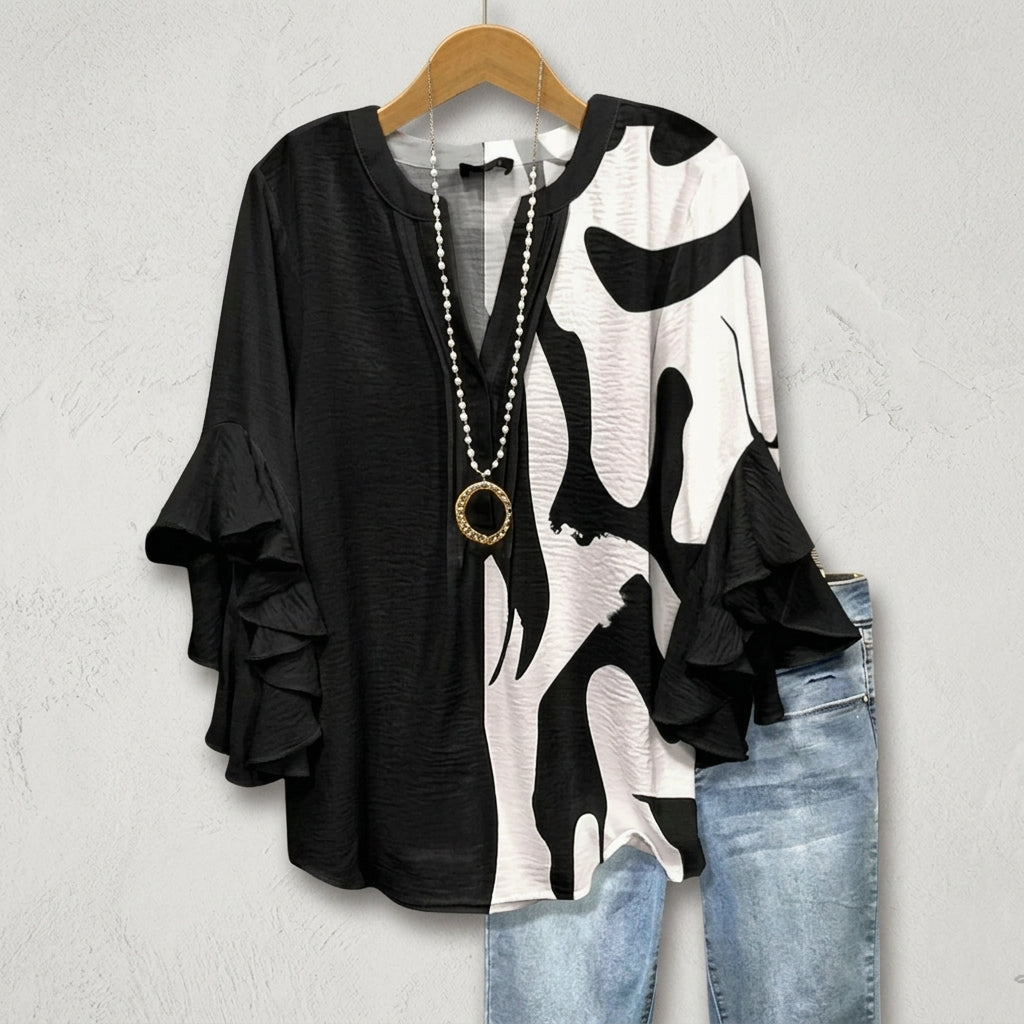 Elara Thistlewood | Floral Ruffle Blouse For Women