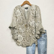 Elara Thistlewood | Floral Ruffle Blouse For Women