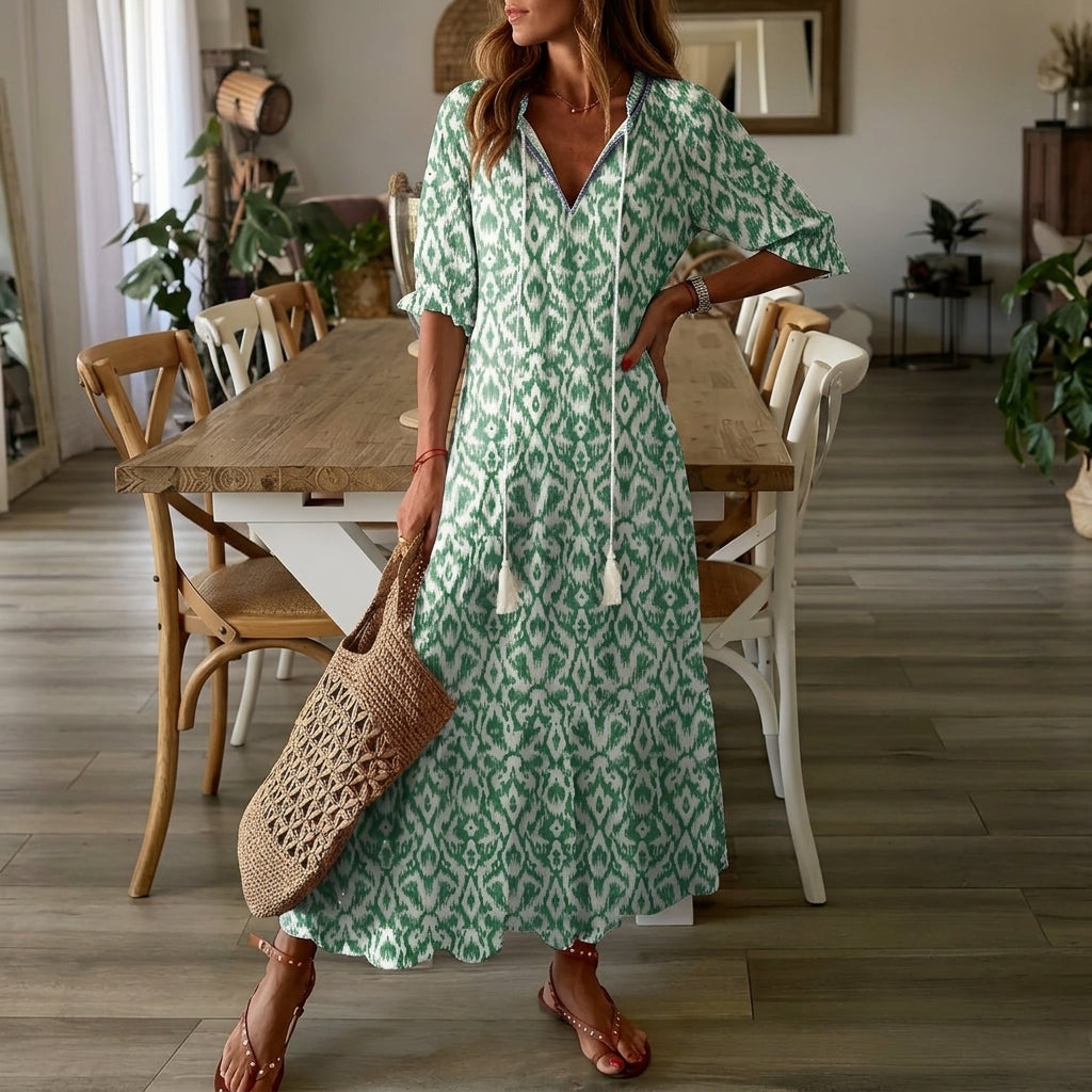 Aurelia Santorini | Ikat Print Maxi Dress For Women