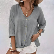 Tessa Morville | Relaxed V-Neck Button Blouse For Women