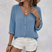 Tessa Morville | Relaxed V-Neck Button Blouse For Women
