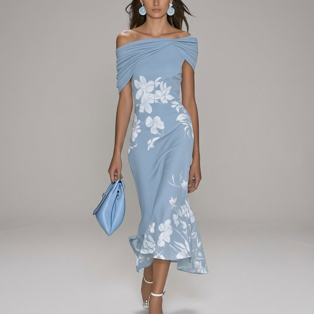 Rosalinde Voclaire | Floral Off-Shoulder Midi Dress For Women