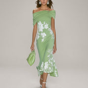 Rosalinde Voclaire | Floral Off-Shoulder Midi Dress For Women