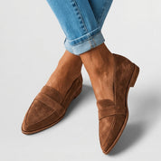 Elaine Toscanova | Suede Pointed-Toe Flat Loafers For Women