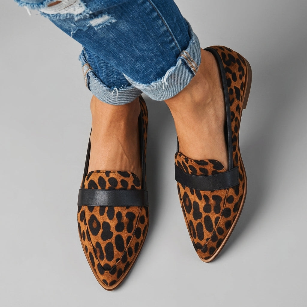 Elaine Toscanova | Suede Pointed-Toe Flat Loafers For Women