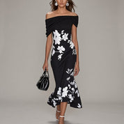 Rosalinde Voclaire | Floral Off-Shoulder Midi Dress For Women