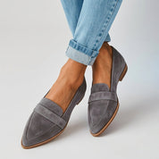 Elaine Toscanova | Suede Pointed-Toe Flat Loafers For Women