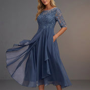 Elaine Duvoisin | Lace Bodice Midi Dress For Women