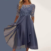 Elaine Duvoisin | Lace Bodice Midi Dress For Women