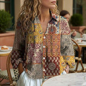 Colette Vanburen | Carmen Printed V-Neck Boho Blouse For Women