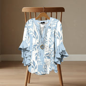 Elaine Sorrento | V-Neck Ruffle Sleeve Blouse For Women