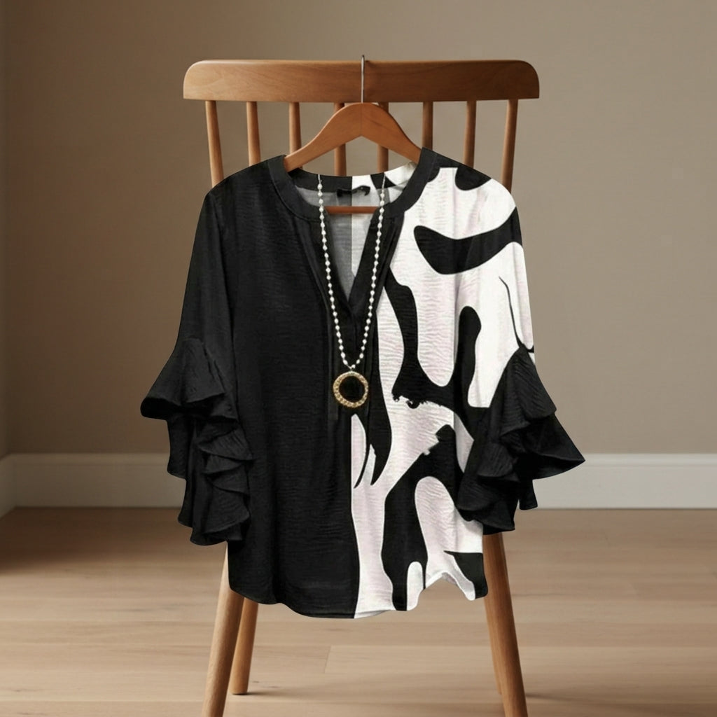 Elaine Sorrento | V-Neck Ruffle Sleeve Blouse For Women