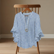 Elaine Sorrento | V-Neck Ruffle Sleeve Blouse For Women