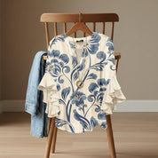 Elaine Sorrento | V-Neck Ruffle Sleeve Blouse For Women