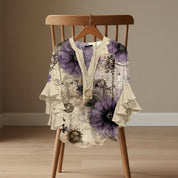 Elaine Sorrento | V-Neck Ruffle Sleeve Blouse For Women