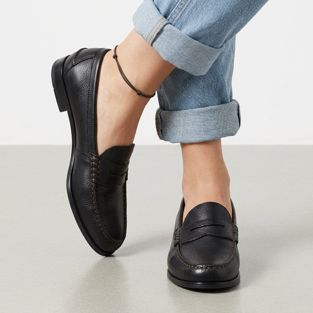 Helena Montford | Orthopedic Leather Penny Loafers For Women