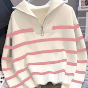 Perrine Duchamp | Striped Quarter-Zip Sweater For Women