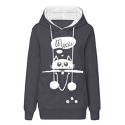 Lucille Bertrand | Cat Print Hoodie With Pet Pouch Pocket For Women