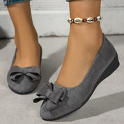 Clarisse Duvernois | Grey Bow Detail Orthopedic Ballet Flats