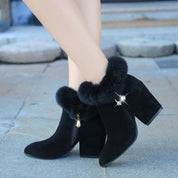 Natalia Ferretti | Fur-Trim Rhinestone Ankle Boots For Women