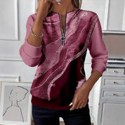 Renée Wentfield | Abstract Print Quarter-Zip Sweatshirt For Women